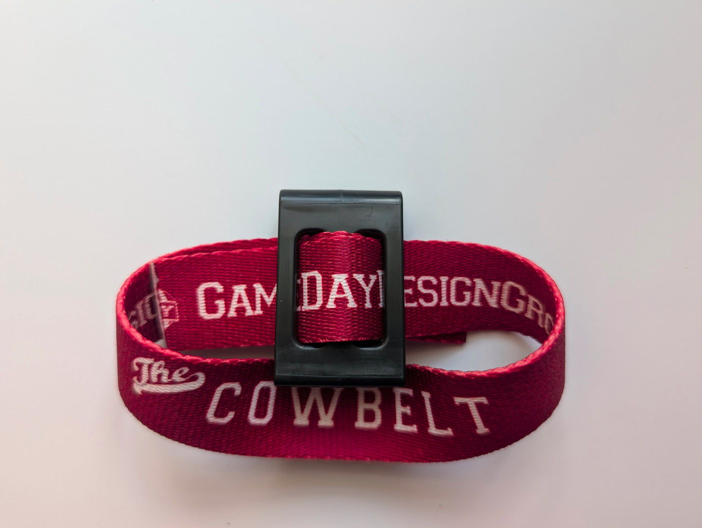 Maroon Cowbelt showing the inside of the strap where a cowbell touches that part of the strap